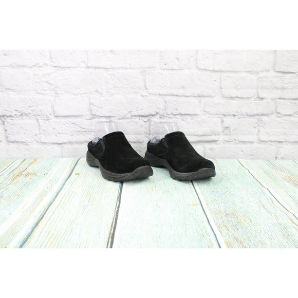 LL Bean  Black Suede Slip-On Casual Mule Clog Shoes Size 6 Wide - Picture 3 of 9